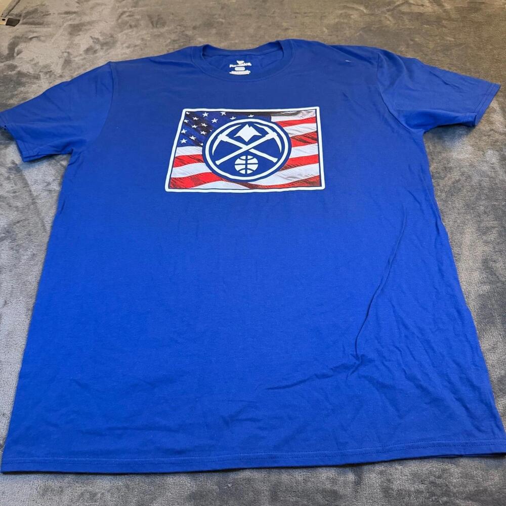 Fanatics Denver Nuggets Blue American Flag Basketball T Shirt Mens Extra Large